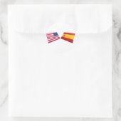 Sticker Rond Drapeaux US et Espagne (Sac)