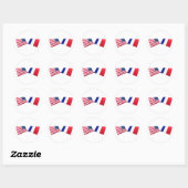 Sticker Rond Drapeaux US et France (Feuille)
