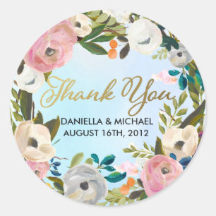 Sticker Rond Dream Garden Floral Mariage Personnalisé Favoriser