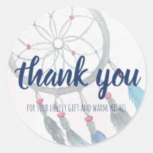 Sticker Rond Dreamcatcher Boho Baby shower Merci