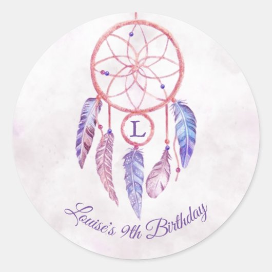 Sticker Rond Dreamcatcher Sleepover fête d'anniversaire (Devant)
