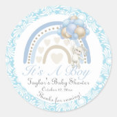 Sticker Rond Dreaming Blue C'est un Baby shower garçon (Devant)