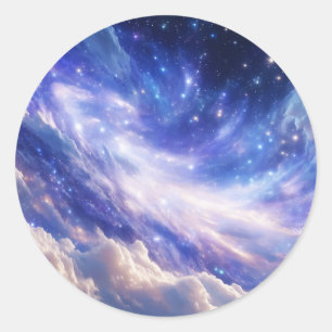 Sticker Rond Dreamscape cosmique : Nebula scintillante et nuit