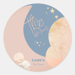 Sticker Rond Dreamy Baby Over the Moon Baby shower