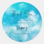 Sticker Rond Dreamy Blue Cloud 9 Baby shower Favoriser (Devant)