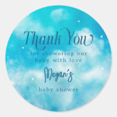 Sticker Rond Dreamy Blue Heaven envoyé Baby shower (Devant)