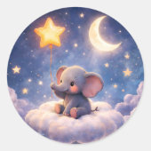 Sticker Rond Dreamy elephant and midnight stars large round env (Devant)