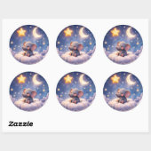 Sticker Rond Dreamy elephant and midnight stars large round env (Feuille)