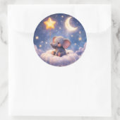 Sticker Rond Dreamy elephant and midnight stars large round env (Sac)