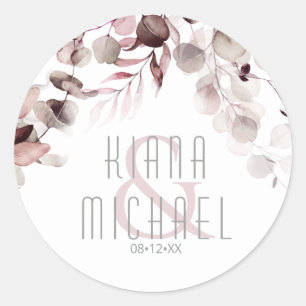 Sticker Rond Dreamy Foliage Mariage Bourgogne V2 ID817
