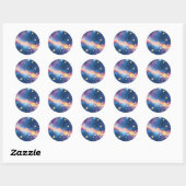 Sticker Rond Dreamy Galaxy Planets Stars Pattern (Feuille)