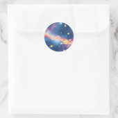 Sticker Rond Dreamy Galaxy Planets Stars Pattern (Sac)