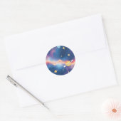 Sticker Rond Dreamy Galaxy Planets Stars Pattern (Enveloppe)