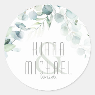 Sticker Rond Dreamy Greenery Mariage Green/Blue V2 ID817