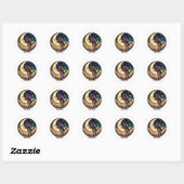 Sticker Rond Dreamy Moon & Dog Climbing Ladder (Feuille)