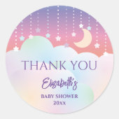 Sticker Rond Dreamy Moon et étoiles Baby shower Merci (Devant)
