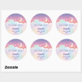 Sticker Rond Dreamy Moon et étoiles Baby shower Merci (Feuille)