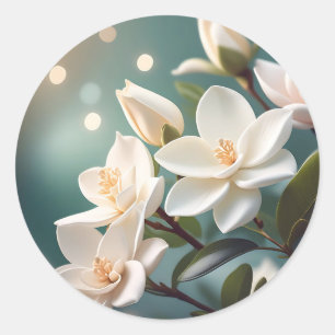 Sticker Rond Dreamy Pastel Arrière - plan avec Accents Gardenia