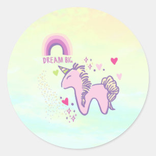 Sticker Rond Dreamy Pastel Rainbow Unicorn 