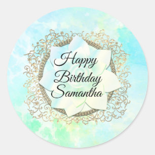 Sticker Rond Dreamy Pastels Lotus Flower