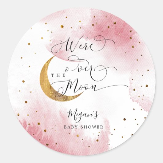 Sticker Rond Dreamy Rose sur le Baby shower de la fille lune (Devant)