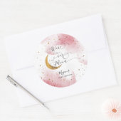 Sticker Rond Dreamy Rose sur le Baby shower de la fille lune (Enveloppe)