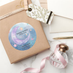 Sticker Rond Dreamy Watercolor Twinkle Little Star Baby shower