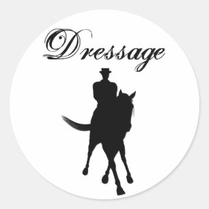 Sticker Rond Dressage Cheval Et Rider Silhouette