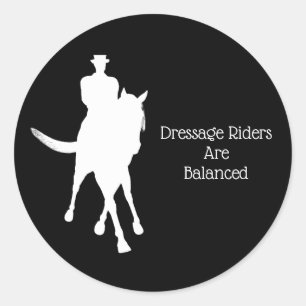 Sticker Rond Dressage Les Voyageurs Sont Équilibrés Cheval Blan