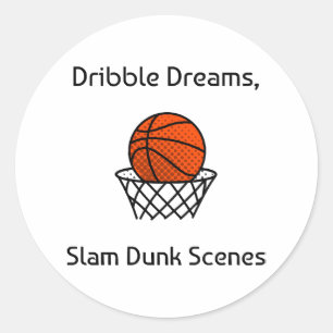 Sticker Rond Dribble Dreams, Scènes de Dunk Basketball