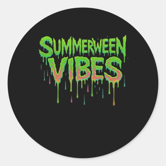 Sticker Rond Drift Summerween Vibes Éffrayant Fun Classic (Devant)