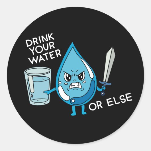 Sticker Rond drink your water funny joke drop cartoon animation (Devant)