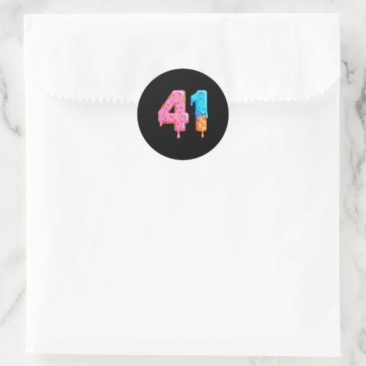 Sticker Rond Drip 41 Meme Cool Baseball Style Number Forty One (Sac)