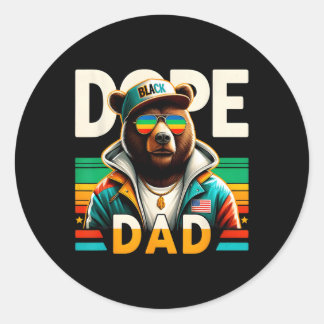 Sticker Rond Drogue Black Papa Drôle Black Papa Ours Noir Histo