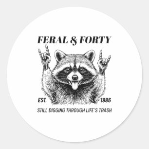 Sticker Rond Drôle 40e anniversaire Ét 1986 Sauvage & Quarante