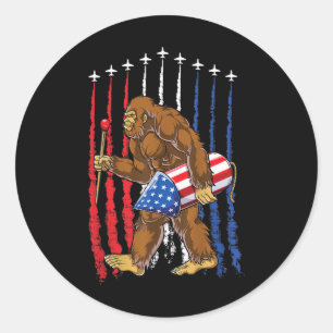 Sticker Rond Drôle 4 De Juillet Drapeau Design Usa