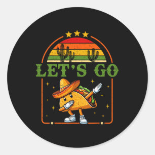 Sticker Rond Drôle 4 juillet Patriotic Dabbing Taco Meme Let'