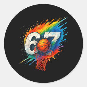 Sticker Rond Drôle 67 Baseball Six Sept 6 7 Mème 67