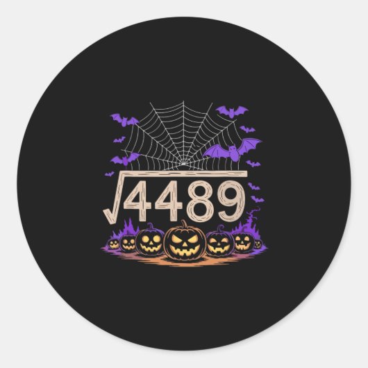 Sticker Rond Drôle 67 Mème Prof de maths 6 7 Halloween Carré Ro (Devant)