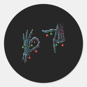 Sticker Rond Drôle 67 Meme Squelette 67 Noël Femmes