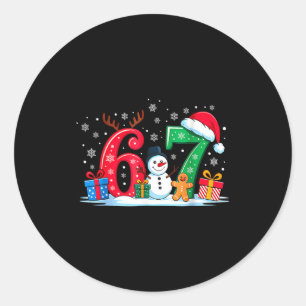 Sticker Rond Drôle 67 Noël 6 7 Six Sept Mème 6 7 Correspondant