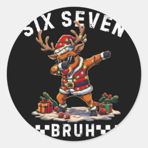 Sticker Rond Drôle 67 Noël Six Sept Mème Reindeer Dabbing