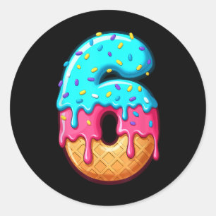 Sticker Rond Drôle 67 Numéro 6 Glace Goutte Mème Costume de Gro