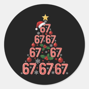 Sticker Rond Drôle 67 Sapin de Noël Bonbon de Noël Mème Vacance