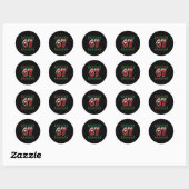 Sticker Rond Drôle 67 Six Sept Mème Brainrot Cringe Noël (Feuille)
