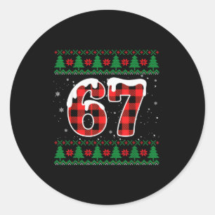 Sticker Rond Drôle 67 Six Sept Mème Brainrot Cringe Noël 