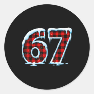 Sticker Rond Drôle 67 Six Sept Memes de Noël Pyjama 