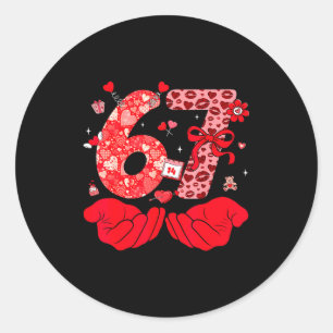 Sticker Rond Drôle 6 7 Mains Meme Mignon Saint Valentin Six Sep