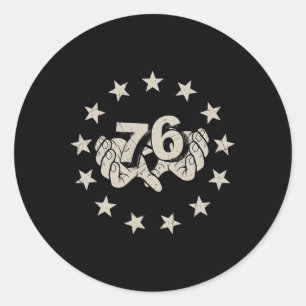 Sticker Rond Drôle 6 7 Mains Mème Usa 4 Juillet 1776 2026 Six