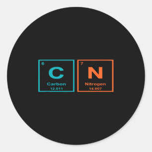 Sticker Rond Drôle 6 7 Tableau périodique Carbone Azote Humour